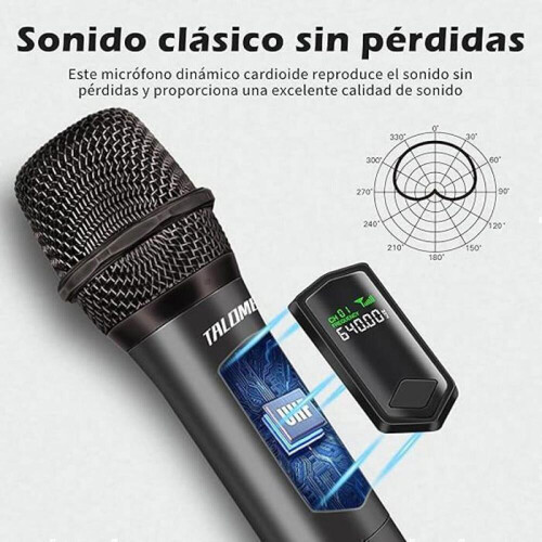 Talomen, Microfon wireless, Set microfon wireless 2.4 GHz cu receptor, Microfon dinamic reîncărcabil, 46 de metri. 2