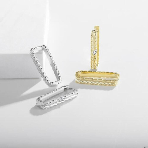 Örhängen - Guld - 350-B - Silver - 4 mm - 28 mm - Sleeper-stil 2