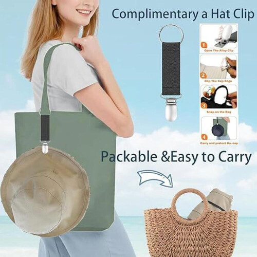 Solhatt - Vändbar - Bred brätte - UV-skydd - Vikbar - Beige 2