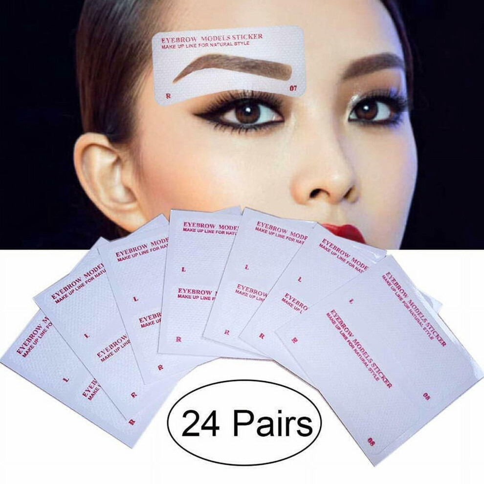 24-Pair Eyebrow Stencil Stickers for DIY Makeup