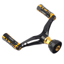 (Gold) New Fishing Handle Micro Reel Accessory with Aluminum Alloy Material and Knob Reel Rocker for Fishing Gear