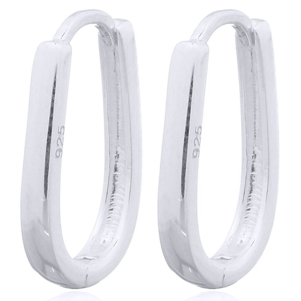 Jewelco London Rhodium Silver Oval Pear Drop Earrings - Aer140