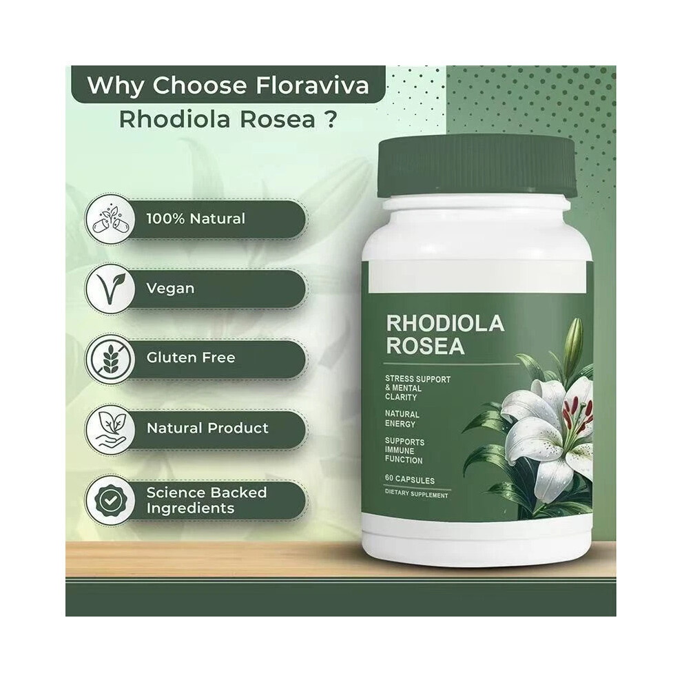 60 Rhodiola Rosea Capsules Floraviva Supplement for Energy Focus Mood 2026
