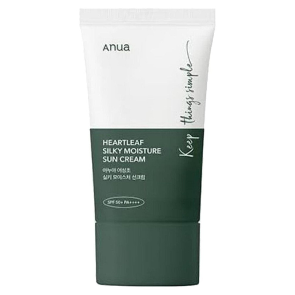 Light Anua Heartleaf Silky Moisture Sunscreen Spf50+ Pa++++ | Weight, Silky, And Non-Greasy Texture - 50Ml
