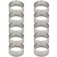 10pcs 4.5cm Round Stainless Perforated Seamless Tart Ring Quiche Ring Tart Pan Pie Tart Ring with Hole Tart Shell Ring