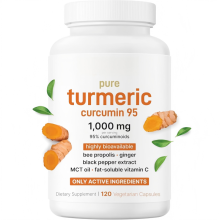 (Pack of 2) Turmeric Curcumin 95% – 1000mg with Ginger, Black Pepper, MCT – 120 Veggie Caps