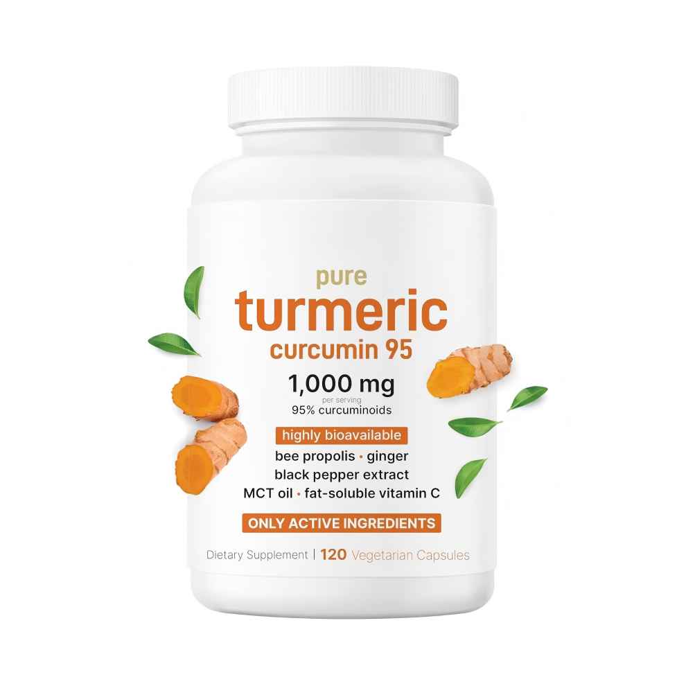 (Pack Of 2) Turmeric Curcumin 95% – 1000Mg With Ginger, Pepper, Mct – 120 Veggie Caps Black