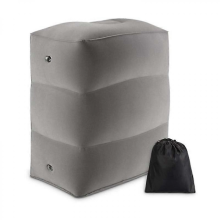 (Grey)Flocking travel inflatable footrest footrest aircraft high-speed rail thermal foot pad