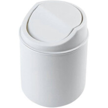 Mini Desktop Trash Can Plastic Swingable Debris Storage Bin with Lid Removable Trash Can Suitable for Small Trash Cans On Kitchen Countertops(1pcs, Wh