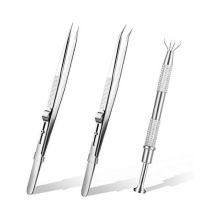 3PCS Diamond Jewelry Tweezers with Slot Clamping Jewelry Tools Multi- Tweezers