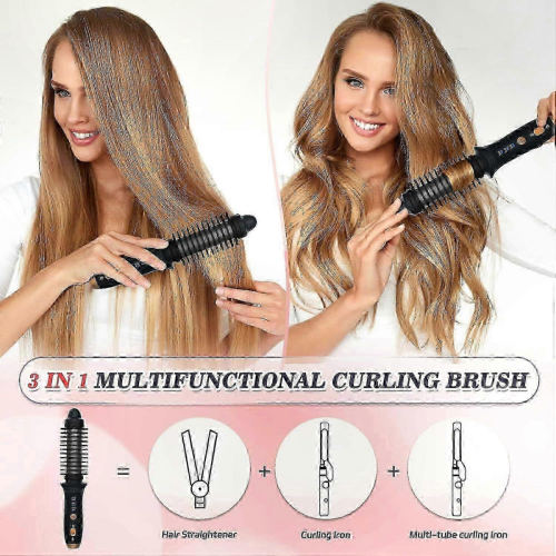 Compact Cordless Hot Brush for Short Hair - Portable Heated Round Styling Tool with Black 2