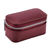 Genuine Leather Travel Jewelry Box Storage Bag For-wine red