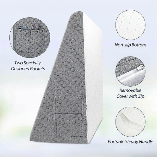 Wedge Pillow for Sleeping Acid Reflux After Surgery Triangle Elevated Pillow for Bedside Dormitory Office Air Layer Memory Foam 2