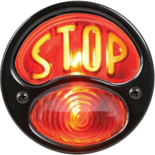 Zubehör Ka0022 Schwarze 12V Duolamp Rückleuchte Kompatibel mit Ford Modell A mit bernsteinfarbenem "Stop"-Schriftzug auf roter Glaslinse (sc