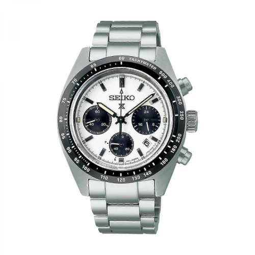 Seiko horloge 2025 met roestvrijstalen band, witte en zwarte wijzerplaat, geschikt voor elke dag.