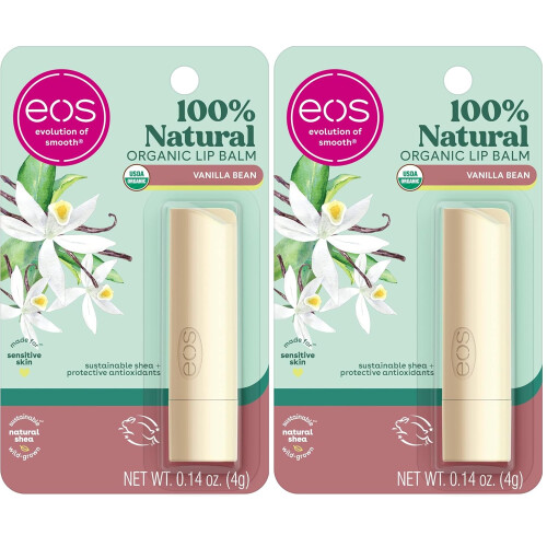 eos Lip Balm Stick- Vanilla Bean, 0.14 oz 2-Pack