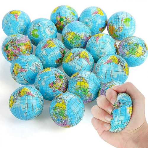 Pacote com 20 Bolas Anti-Stress com Tema da Terra, 6,35 cm (2,5 polegadas), Bolas de Apertar para Alívio do Estresse e Ansiedade 2