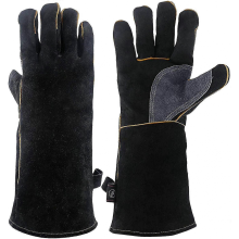 Extrem feuer- und hitzebeständige Handschuhe aus Leder mit Kevlar-Nähten, perfekt geeignet für Kamin, Herd, Backofen, Grill, Schweißen, Barb