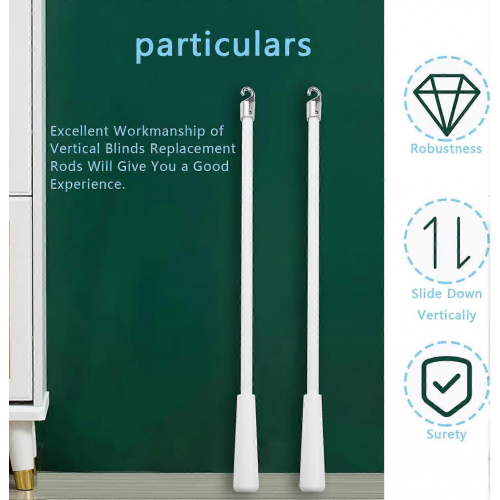 Kit com 2 varetas de reposição de 60 cm (24 polegadas) com gancho, compatíveis com persianas verticais. 1