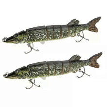 2X 20Cm 40G Lifelike Multi-Jointed 8-Segement Pike Muskie Fishing Lure Swimbait Crankbait Hard Bait Fish Hook Tackle