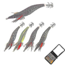 Luminous Wood Shrimp Squid Lures 5 Pcs 13cm 20g Bass Fishing Hooks