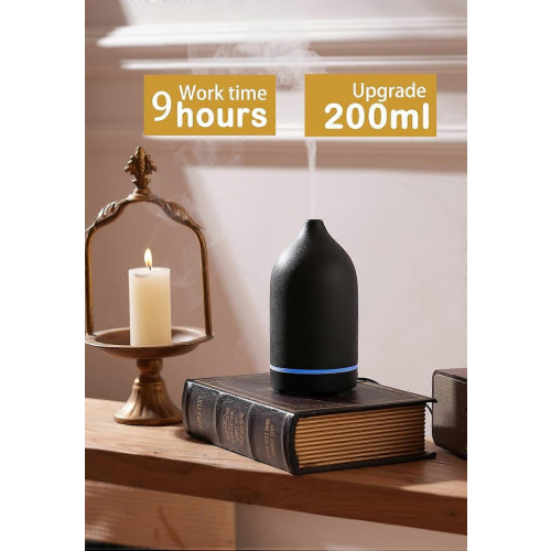 Stone diffuser, 200ml diffusers for home, ultrasonic aromatherapy essential oil diffuser, black 1