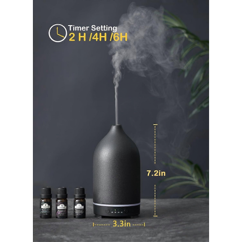 Stone diffuser, 200ml diffusers for home, ultrasonic aromatherapy essential oil diffuser, black 2