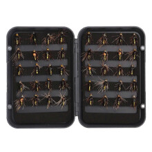 40PCS Fly Fishing Flies Kit Hand Knitting Lifelike Stainless Steel Fishing Bait Set with Waterproof Box