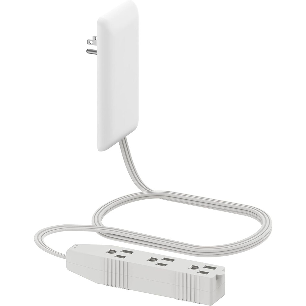 Flat-Face Outlet Extender White 3-Outlet 3Ft Cord 9087558803094