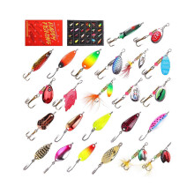 24Pcs Metal Cast Jigging Spoon Lures with Hook Spinner Baits Casting Jig Sinking Baits Spinnerbait Fishing Accessories Multicolor