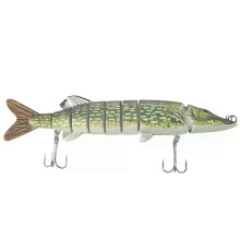 20cm 40g Lifelike Multi-jointed 8-segement Pike Muskie Fishing Lure Swimbait Crankbait Hard Bait Fish Hook Tackle ArmyGreen