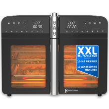 Bridge Pro 36L Air Fryer Oven with Dual French Doors, 16-in-1 XXL Family Size, Dual Zone for Fast, Healthy Cooking with Accessories