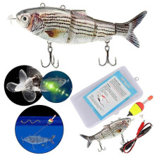 Robotic Swimming Fishing Electric Lures USB Rechargeable Lures Multi Jointed Swimbaits with LED Light Hard Lures Fishing Tackle