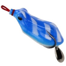 (Blue) 5PCS/Lot Frog Soft Lures Topwater Bass Fishing Baits Spoon Crankbaits Hook 6cm