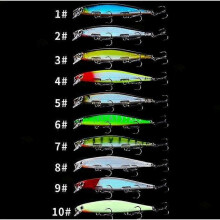 10pcs/set Trolling Bait Minnow Fishing Lure Bass Crankbait Tackle Wobbler 11cm