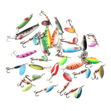 30Pcs Trouts Fishing Spoon Lures Treble Hook Trouts Lures Hard Metal Baits Fishing Spinner Hard Baits Crankbaits Enduring Multicolor