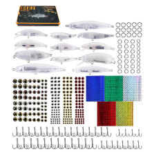 DIY Crankbaits Minnow Set Unpainted Fishing Lures Making Set Include Hook Split Rings Lure Eye Sticker Blank Baits Set Multicolor