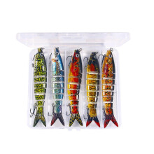 (Set D) Fishing Fish Lures Treble Hook Saltwater and Freshwater Swimming Lures Fishhooks Slow Sinking Multiple Jointed Swimbaits Multicolor