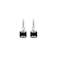 Luxenter 925 sterling silver and Onyx zirconia earrings with rhodium finish - Askuo
