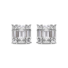 Luxenter 925 sterling silver earrings with brilliant-cut cubic zirconia, rhodium-plated - Rakna