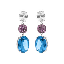 Luxenter 925 Sterling Silver and Multicoloured Zirconia Earrings with Rhodium Finish - Filia