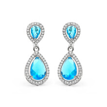 Luxenter earrings with blue topaz zirconia, silver finish - Misim