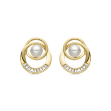 Luxenter White Pearl Earrings with 18K gold finish - Lebya