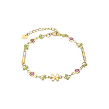 Luxenter 925 Sterling Silver Bracelet with Ruby-Coloured Zirconia in 18k Yellow Gold Finish - Pirox