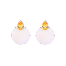Luxenter 925 Sterling Silver and White Mother-of-Pearl Earrings with 18k Yellow Gold Finish - Mubi