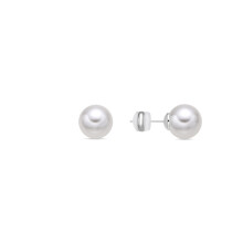 Luxenter earrings with white pearl, silver finish - Wasai
