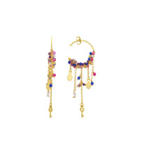 Luxenter 925 Sterling Silver and Multicoloured Crystal Earrings with 18k Gold Finish - Busde