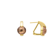 Luxenter Earrings in 925 Sterling Silver and Champagne Zirconia with 18k Yellow Gold Finish - Laram