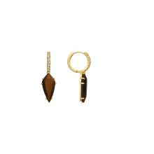 Luxenter 925 Sterling Silver and Tiger’s Eye Earrings with 18k Gold Finish - Ordi