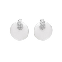 Luxenter 925 Sterling Silver Earrings with White Pearl, Rhodium-Plated - Amba